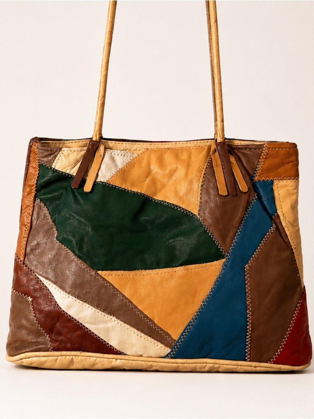 Leather Patchwork Shoulder Bag Vintage Multicolor Boho
